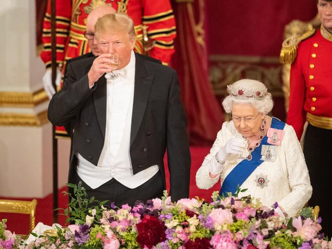 Donald Trump with the Queen at the state banquet. Picture: Getty