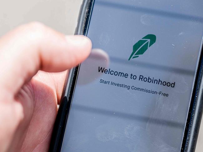 The Robinhood app on a smartphone. Picture: AFP