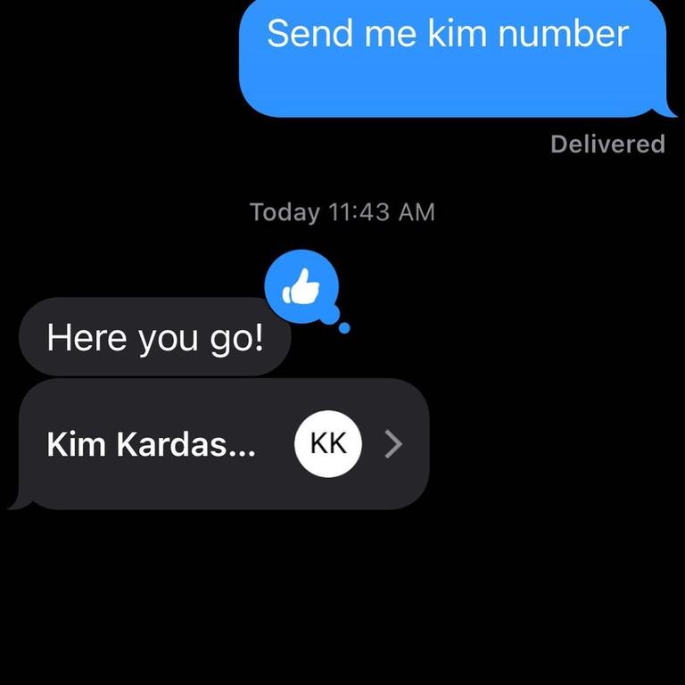 Kanye tracking down Kim's number.