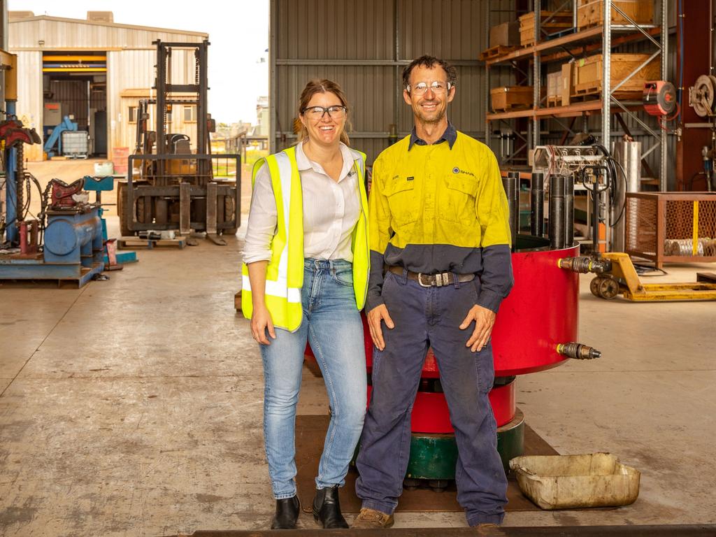 Ellen and Scott Bain of Sharpe engineering in Roma.