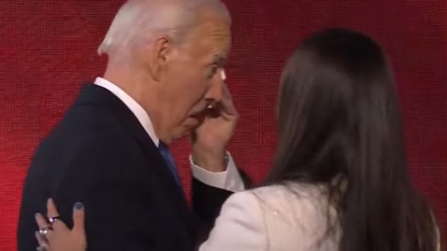 Joe Biden fought back tears as he took the stage.