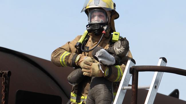 Aviation firefighters are forbidden from training on ladders that are more than two metres high.