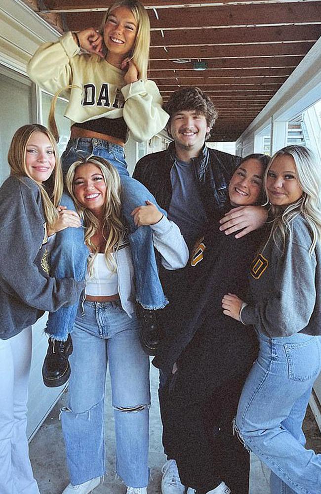 Kaylee Goncalves (second from left, bottom), Madison Mogen (second from left, top), Ethan Chapin (centre) and Xana Kernodle (second from right). Picture: Instagram