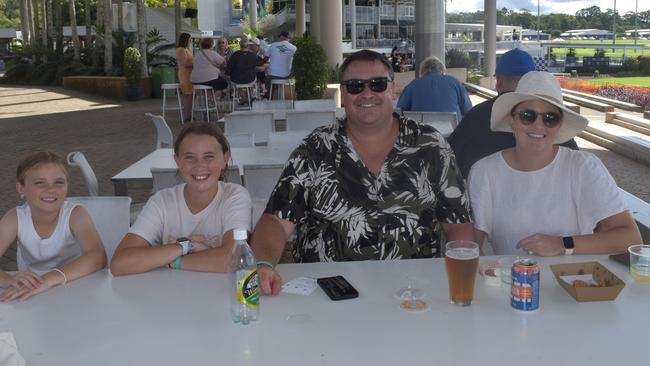 Ada Welsh, Zahlee Welsh, Shane Welsh and Tegan Welsh at the Sunshine Coast Races on April 7, 2024.