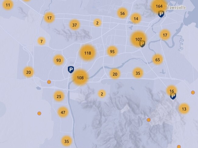 Unlawful use of vehicle offence distribution for Townsville over the past year. Picture: QPS.