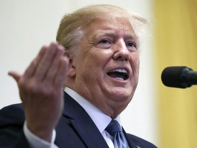 FILE - In this Friday, Oct. 4, 2019 file photo, President Donald Trump speaks during the Young Black Leadership Summit at the White House in Washington. An appeal panel is poised to hear Trump's lawyers argue that New York state investigators should not be permitted to see his tax returns. The arguments before the 2nd U.S. Circuit Court of Appeals are set for Wednesday, Oct. 23. (AP Photo/Carolyn Kaster, File)