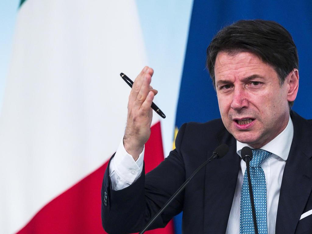 Italian Premier Giuseppe Conte delivers his statement during a press conference at Chigi Palace on Oct. 23, 2019. Picture: Angelo Carconi/ANSA via AP