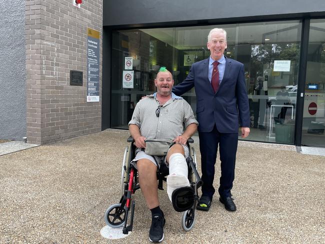 Johnnie Walker pictured with his friend Barry Price who supported in him in court. Picture: Ashleigh Tullis