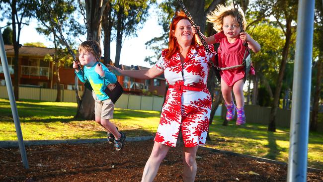 Suzette Meade with her children Liam and Matilda. After decades, the playground will get an upgrade with Blacktown Council funds.