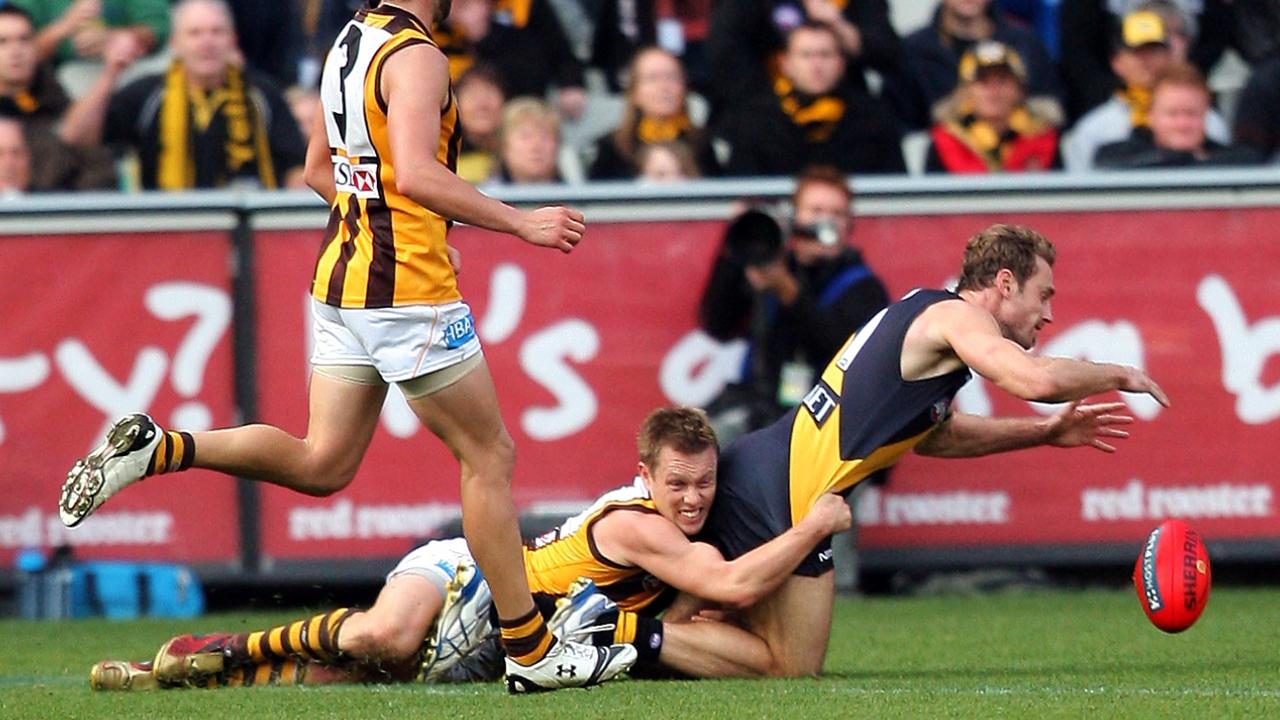 Sam Mitchell’s tackle on Shane Tuck in the final moments of Hawthorn’s early 2010 game against Richmond saved Alastair Clarkson’s coaching career.