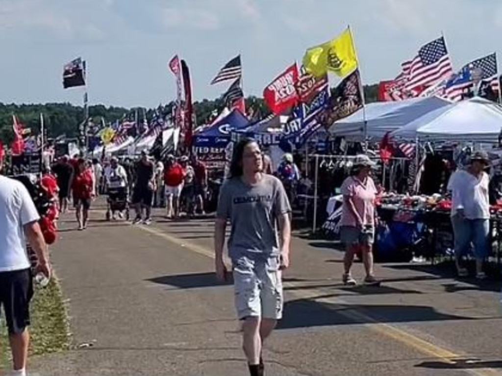 Thomas Crooks seen walking through the rally less than two hours before the shooting. Picture: Supplied