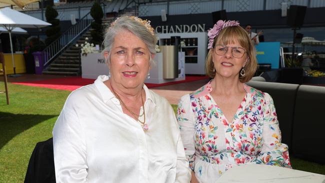 MELBOURNE, AUSTRALIA – OCTOBER 16 2024 Jane and Jane at the Caulfield Social race day at Caulfield racecourse on Wednesday 16th October, 2024 Picture: Brendan Beckett