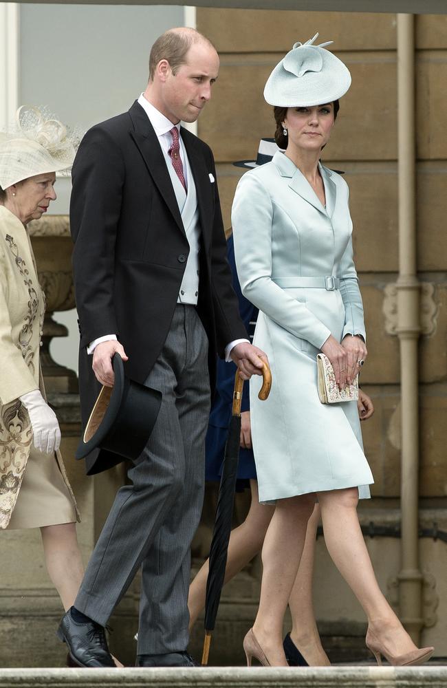 Prince William, Duke of Cambridge and Catherine, Duchess of Cambridge at a garden party at Buckingham Palace on May 16, 2017 in London, England. Picture: Getty