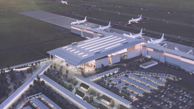 An artist rendition of what the new Western Sydney Airport that is now under construction at Badgerys Creek will look like. Picture: Damian Shaw