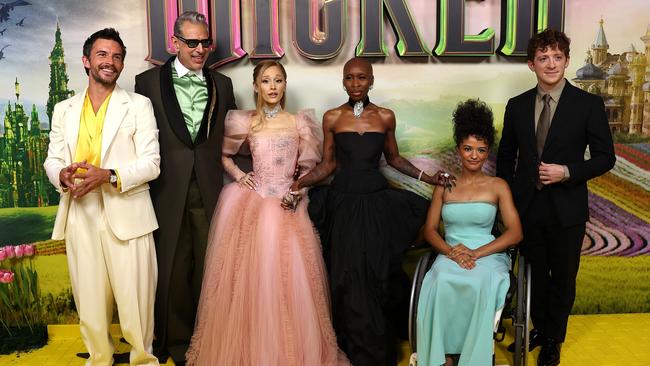 Jonathan Bailey, Jeff Goldblum, Ariana Grande, Cynthia Erivo, Marissa Bode and Ethan Slater. Picture: Don Arnold/WireImage