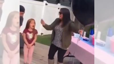 Viral gender reveal shows mum slapping daughter
