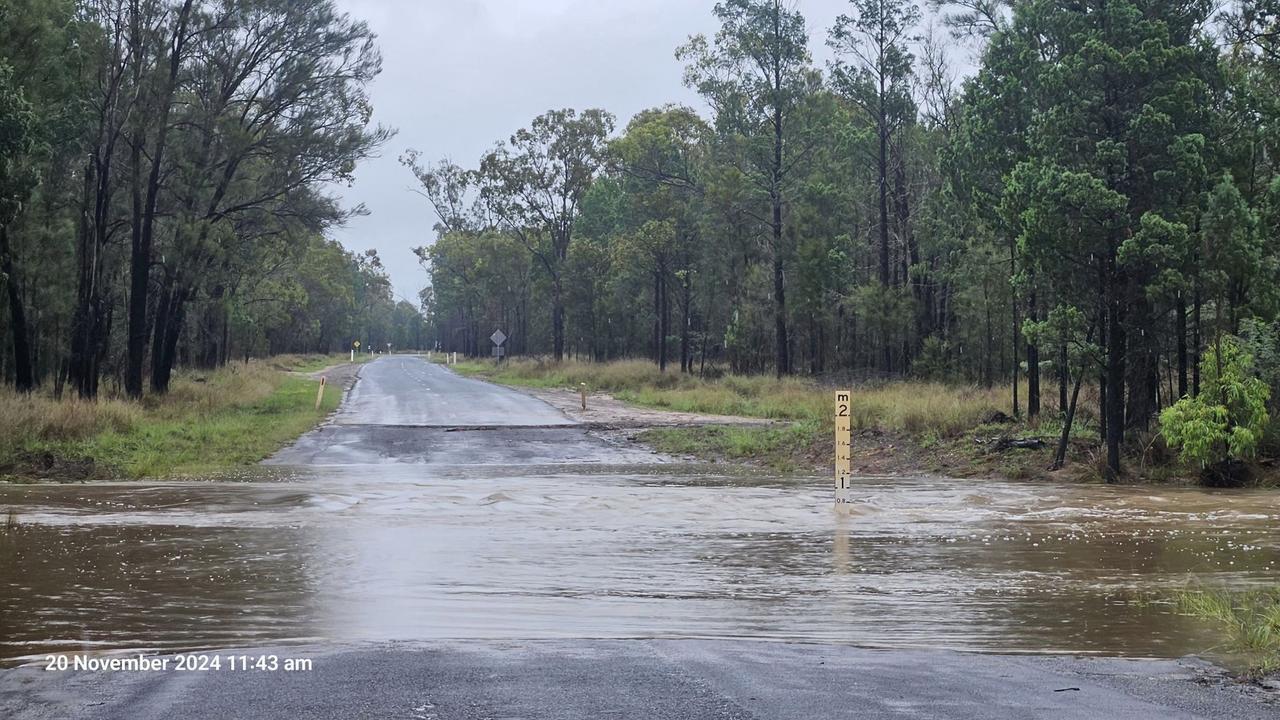 Flash flooding is affecting several roads in the Western Downs, including the Moonie Highway and Ducklo Gulera Road at Ducklo,