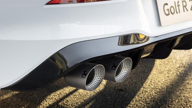 A titanium sports exhaust lends character.