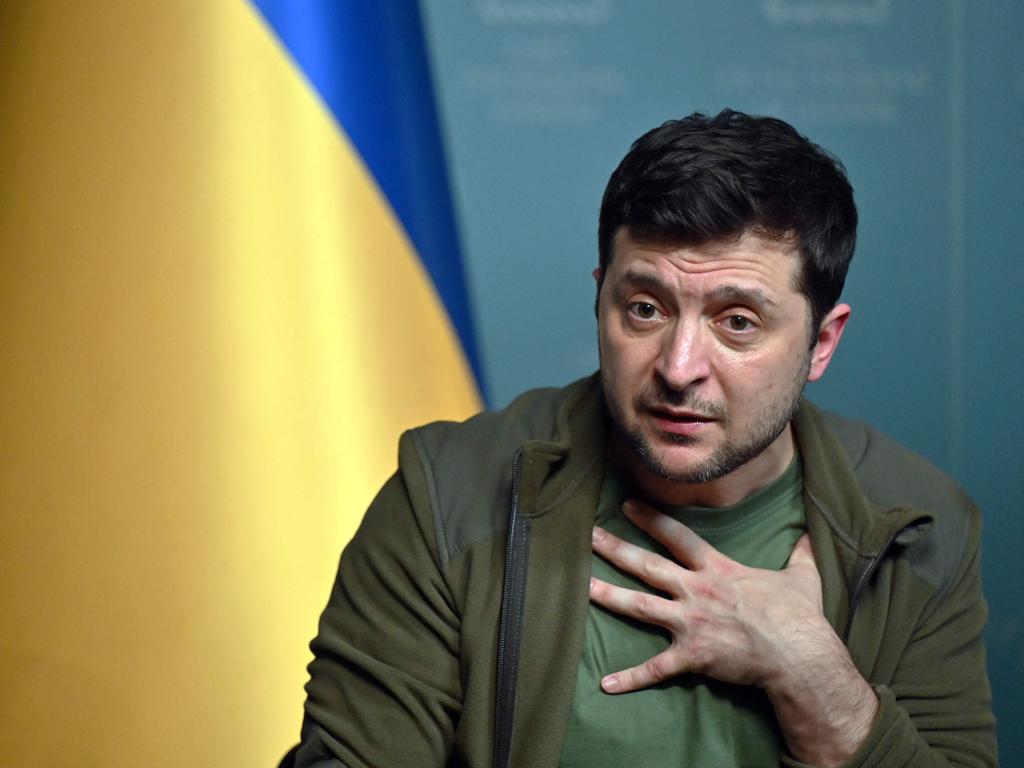 Volodymyr Zelensky speaks during a press conference in Kyiv on March 3, 2022. Picture: Sergei Supinsky/AFP