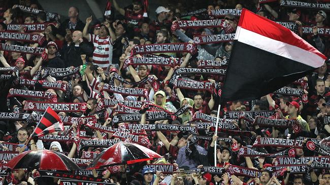 Western Sydney’s travelling army at Bluetongue Stadium in Gosford in 2013.