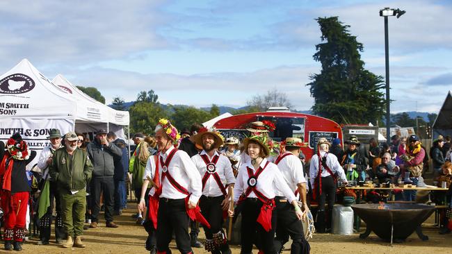 Huon Valley Mid Winter Feast - final day. (L-R) Morris dancers entertain the crowd. PICTURE: MATT THOMPSON