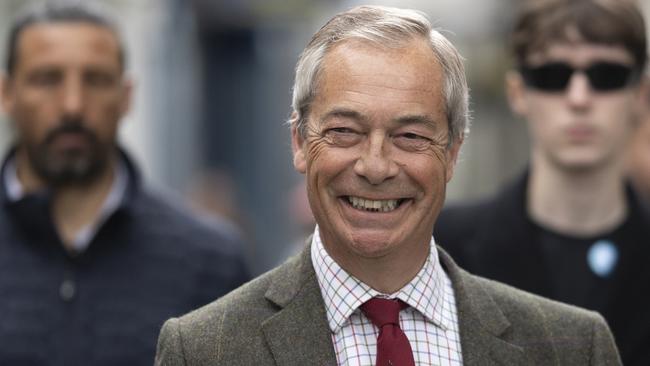 Leader of the Reform Party Nigel Farage on a walkabout in Beverley, England. Picture: Getty Images.