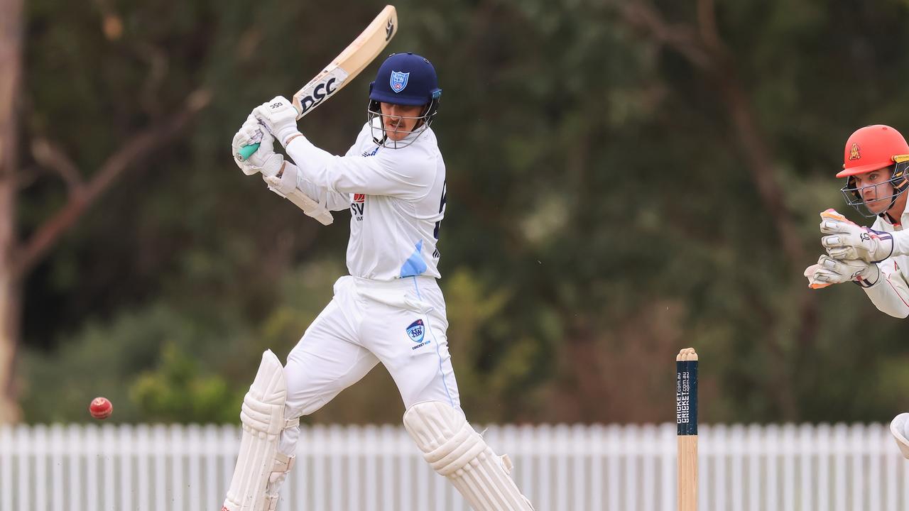 Nic Maddinson of the Blues bats during the Sheffield Shield match against South Australia (Photo by Mark Evans/Getty Images)