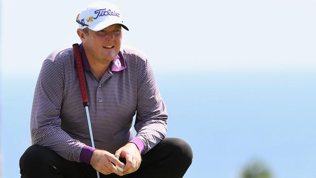 NATADOLA, FIJI - OCTOBER 06:  Jarrod Lyle of Australia lines up a putt during day one of the Fiji International at Natadola Bay Golf Course on October 6, 2016 in Natadola, Fiji.  (Photo by Quinn Rooney/Getty Images)