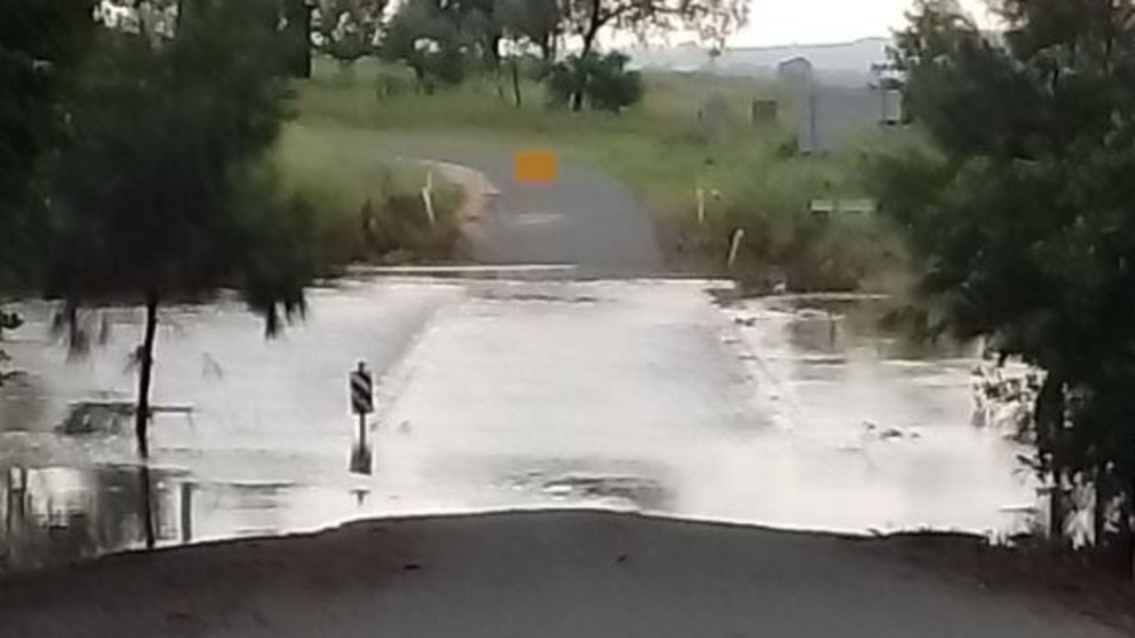 The Kathy Duff Bridge near Murgon under water early on January 2. Picture: Blinky Bill Gilbert/Facebook