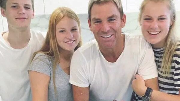 Shane Warne with children Jackson, Summer and Brooke.