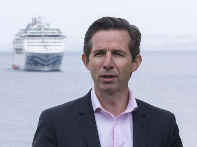 19/01/2020 Trade Minister Simon Birmingham welcomes the first cruise ship to Kangaroo Island. John Montesi/The Australian