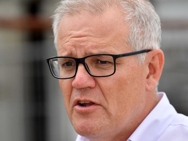 Prime Minster Scott Morrison visits Nolan Meats, Gympie, after devastating floods. Picture: Patrick Woods.