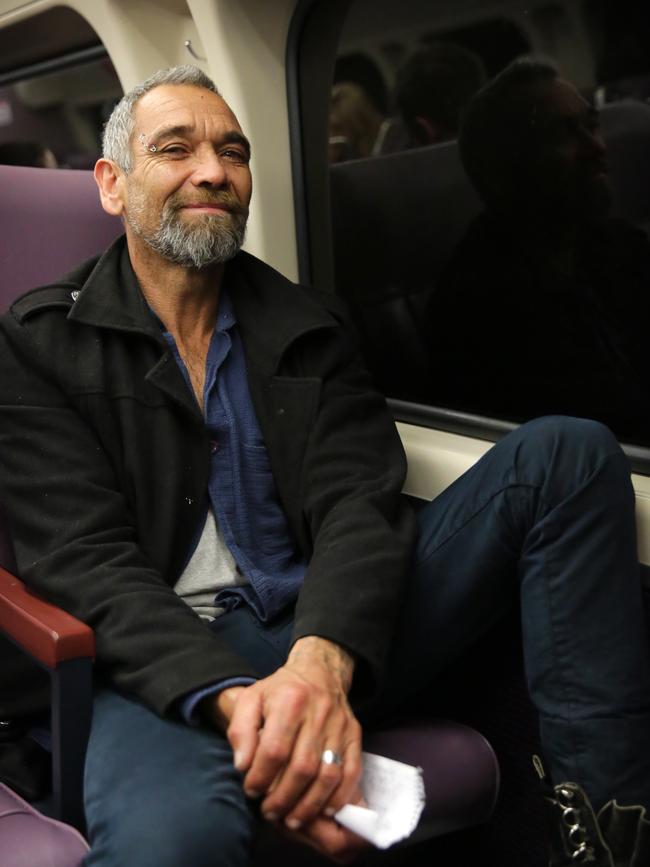 Ronald Trudgett is homeless and rides the train to Newcastle. Picture: Christian Gilles