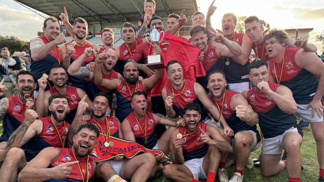 Eastern Park celebrates its upset win over Salisbury. Picture: Eastern Park Football Club