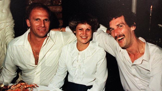 ‘Neddy’ Smith, his wife, Debra, and brothel keeper Harvey Jones in 1982; six years later, Smith was convicted for the murder of Jones