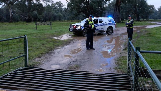 Police at the scene of the shooting. Picture: Simon Dallinger