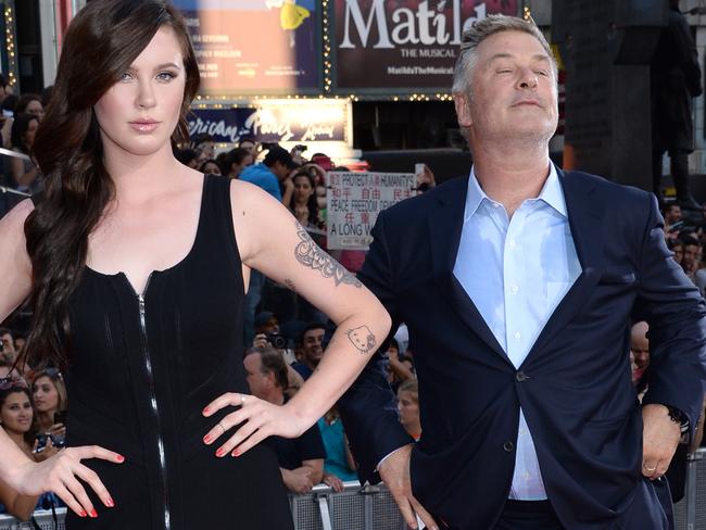 Ireland Baldwin, left, and father actor Alec Baldwin attend the premiere of "Mission: Impossible - Rogue Nation" in Times Square on Monday, July 27, 2015, in New York. (Photo by Evan Agostini/Invision/AP)