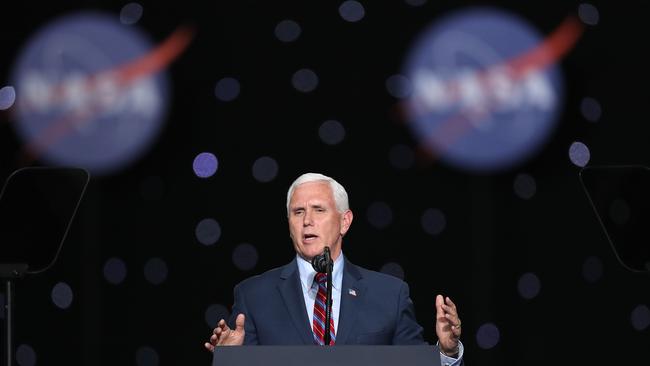 US Vice-President Mike Pence speaks following the successful launch.