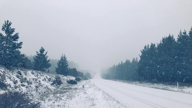 Oberon in the NSW central tablelands is coated in snow. Picture: Facebook