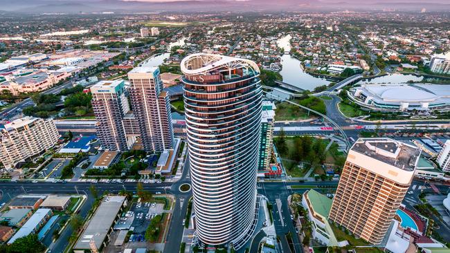 Aerial view of Mantra Group’s Peppers Broadbeach.