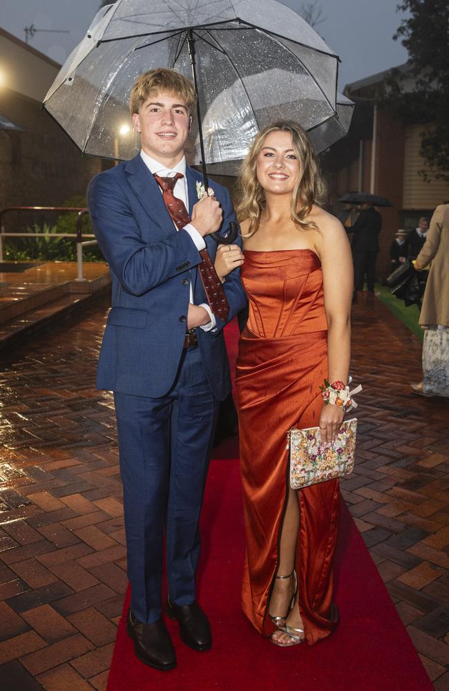 Tom Scutt partners Chloe Anoleck at Fairholme College formal, Wednesday, March 27, 2024. Picture: Kevin Farmer