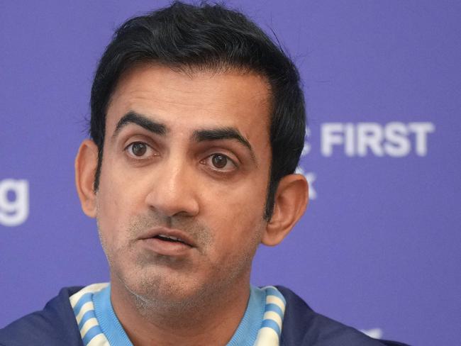 India's cricket head coach Gautam Gambhir speaks during a press conference ahead of team's departure to Australia for BorderâGavaskar Trophy series, in Mumbai on November 11, 2024. (Photo by AFP)