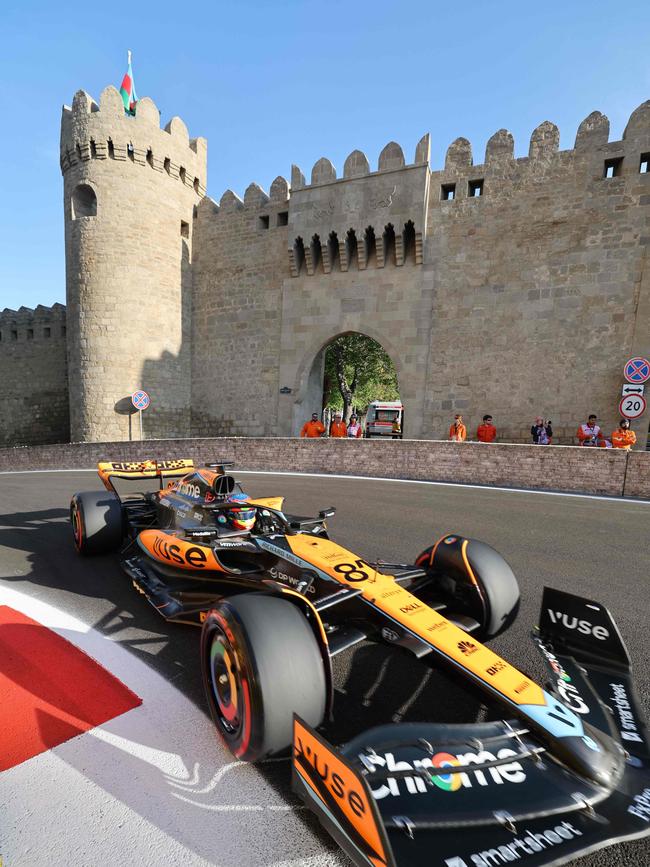 McLaren's Australian driver Oscar Piastri steers his car around the Baku City Circuit. Picture: AFP