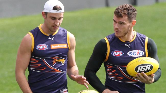 SuperCoach locks? Defender Elliot Yeo and midfielder Luke Shuey. Picture: AAP Image/Richard Wainwright