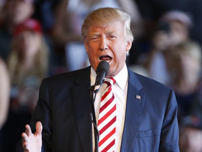 GRAND JUNCTION, CO - OCTOBER 18: Republican presidential candidate Donald Trump speaks at a rally at Grand Junction Regional Airport on October 18, 2016 in Grand Junction Colorado. Trump is on his way to Las Vegas for the third and final presidential debate against Democratic rival Hillary Clinton. George Frey/Getty Images/AFP == FOR NEWSPAPERS, INTERNET, TELCOS & TELEVISION USE ONLY ==