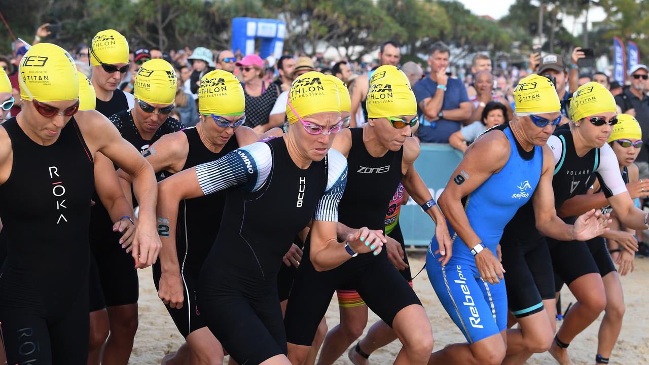 Off and racing for the Noosa Tri.