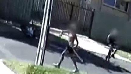 Screengrabs from a video allegedly showing the lead-up to a bashing at Modbury. Picture: 7NEWS