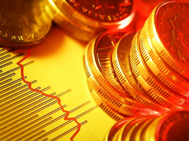 Australian coins on graph, investing generic money