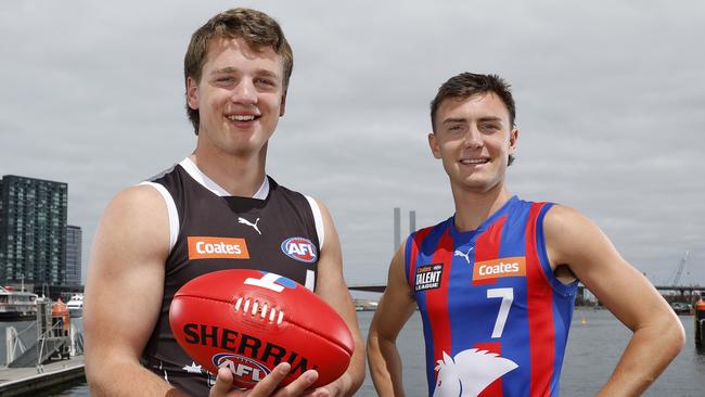 Rising stars Sam Lalor and Jagga Smith both starred in the Coates Talent League before being picked high in last year’s AFL Draft. Picture: Michael Klein