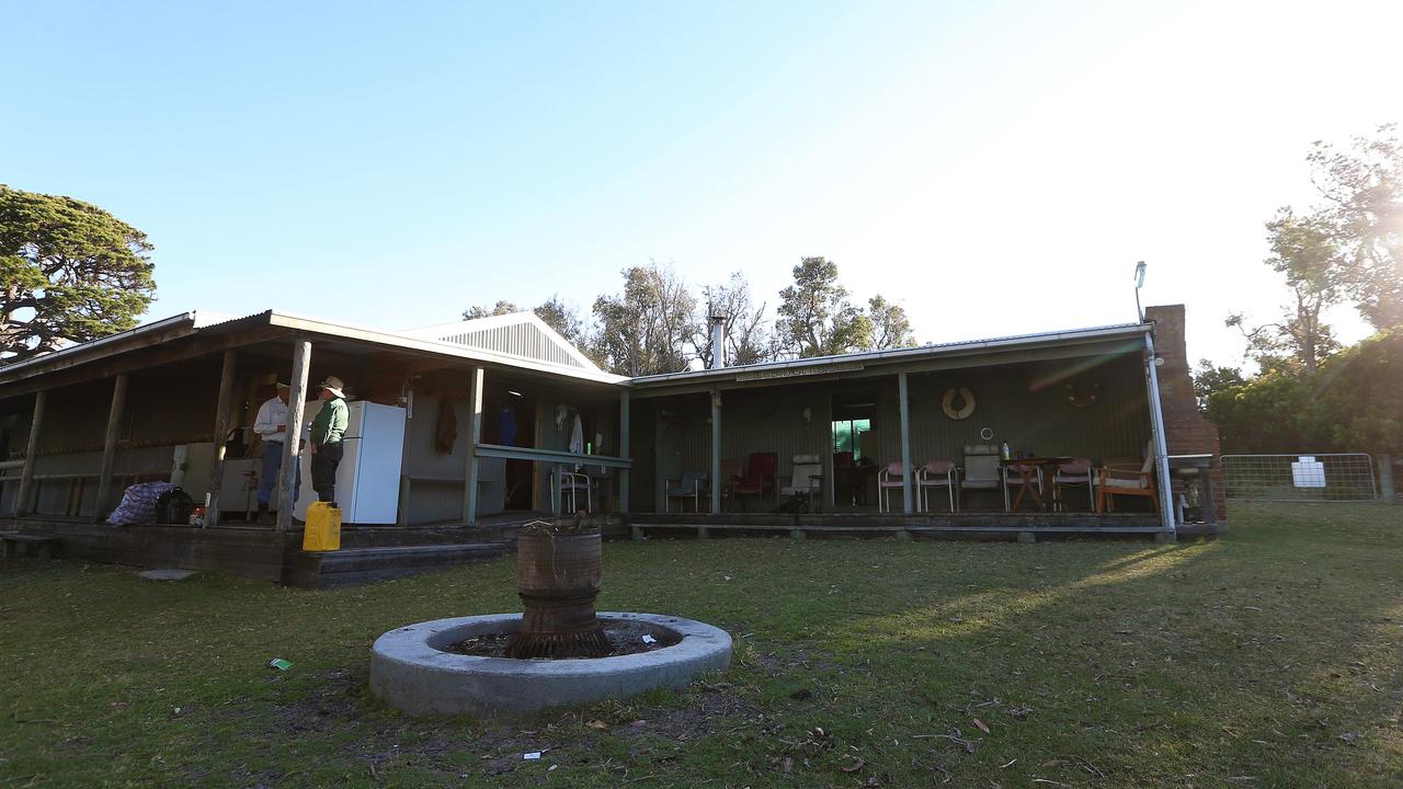 About 8km inland from a jetty is their headquarters: a jumble of corrugated iron huts that includes a communal kitchen (complete with five fridges and a large commercial stove) powered by diesel generator, a bunk house with total accommodation sleeping 40, camp showers run by solar power, and even flushing toilets. Picture: Andy Rogers